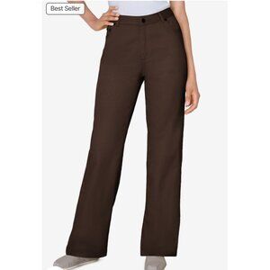 Woman Within NWOT Perfect Relaxed Cotton Jean Sz 14 Wide Brown